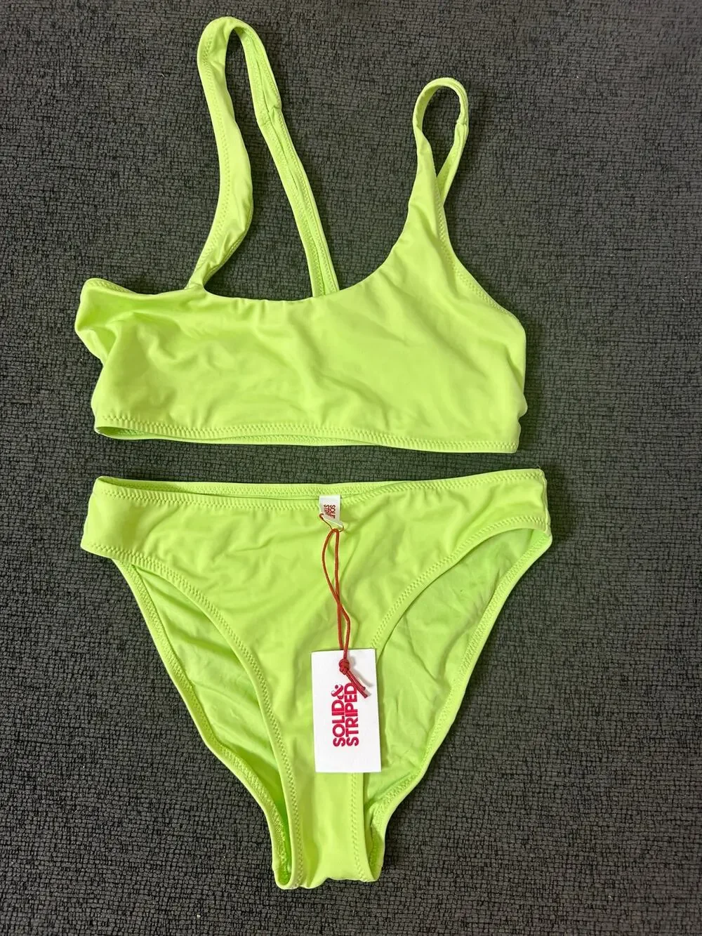 Solid & Striped The Brody Asymmetric Bikini Set size M in Pistachio NWT